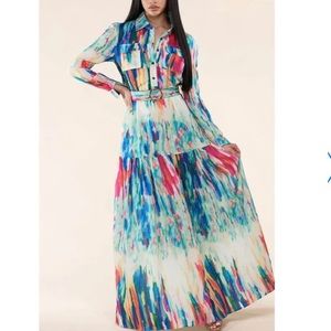L’ATISTE by Amy Water Colors Maxi Dress Long Sleeve Multicolor …it’s long